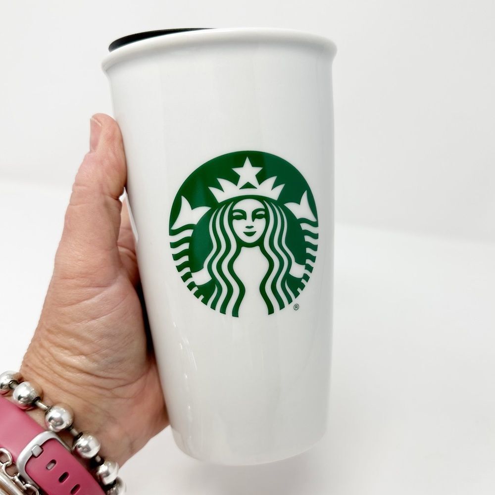 2016 STARBUCKS ICONIC CERAMIC MERMAID TRAVEL TUMBLER WITH ORDER DETAILS‎